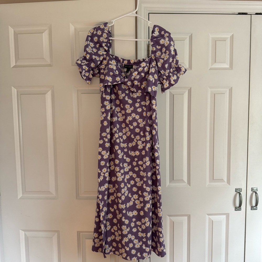 Floral Purple Midi Dress